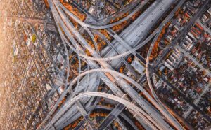 aerial photography of city road